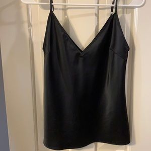 Zara black satin v neck top
